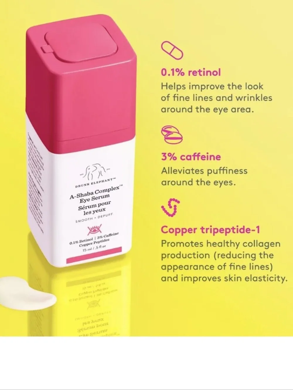Drunk Elephant A‑Shaba Complex Eye Serum w/Retinol, Caffeine & Peptides 15ml NIB